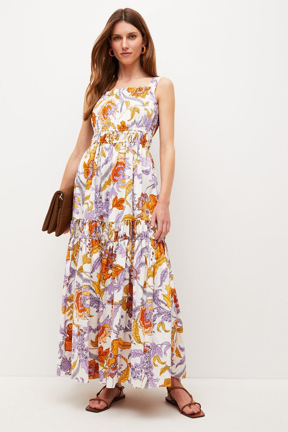 Batik Tiered Cotton Maxi Dress | Karen ...